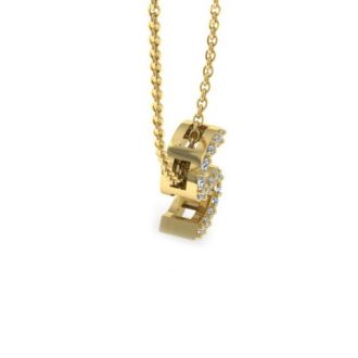 Letter S Diamond Initial Necklace In 14K Yellow Gold With 13 Diamonds
