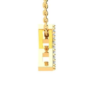 Letter T Diamond Initial Necklace In 14K Yellow Gold With 13 Diamonds