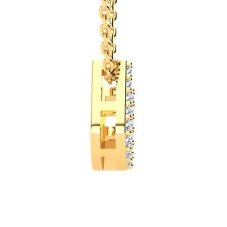 Letter U Diamond Initial Necklace In 14K Yellow Gold With 13 Diamonds
