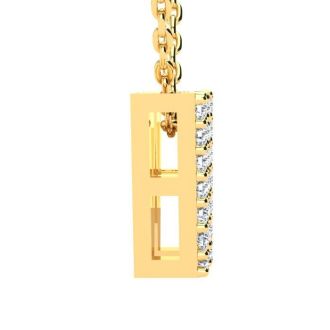 Letter W Diamond Initial Necklace In 14K Yellow Gold With 13 Diamonds