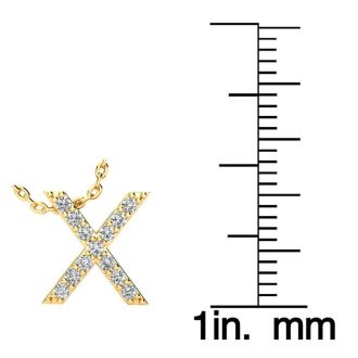 Letter X Diamond Initial Necklace In 14K Yellow Gold With 13 Diamonds