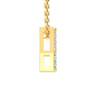 Letter Y Diamond Initial Necklace In 14K Yellow Gold With 13 Diamonds