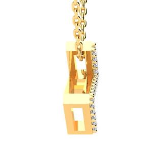 Letter Z Diamond Initial Necklace In 14K Yellow Gold With 13 Diamonds