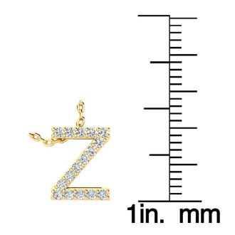 Letter Z Diamond Initial Necklace In 14K Yellow Gold With 13 Diamonds