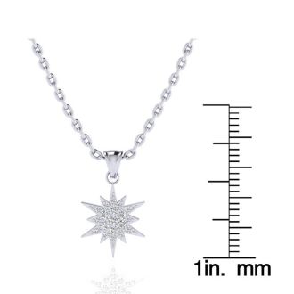 1/4 Carat Diamond Starburst Necklace, Sterling Silver, 18 Inches. Fiery Diamonds! 