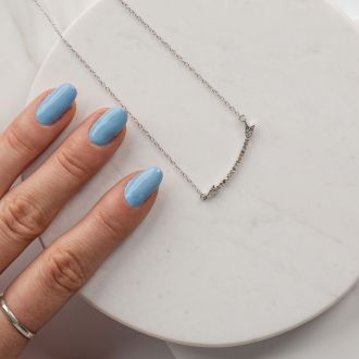 Arrow Necklace With 20 Fiery Diamonds in Solid Sterling Silver, 18 Inches