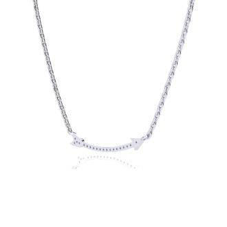 Arrow Necklace With 20 Fiery Diamonds in Solid Sterling Silver, 18 Inches