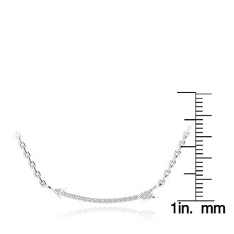 Arrow Necklace With 20 Fiery Diamonds in Solid Sterling Silver, 18 Inches
