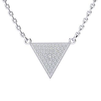 Over 1/3 Carat Diamond Triangle Necklace, Sterling Silver, 18 Inches. Fiery Diamonds!