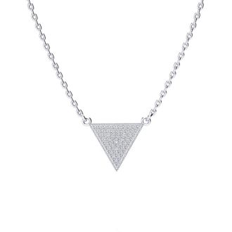 Over 1/3 Carat Diamond Triangle Necklace, Sterling Silver, 18 Inches. Fiery Diamonds!