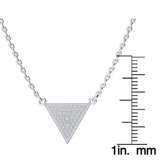 Over 1/3 Carat Diamond Triangle Necklace, Sterling Silver, 18 Inches. Fiery Diamonds!