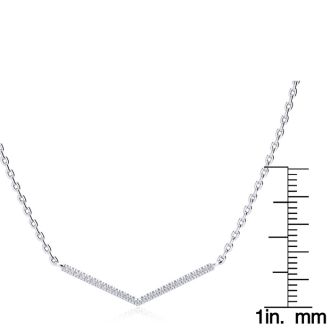 1/5ct V Bar Diamond Necklace, Sterling Silver, 18 Inches. Very High Quality.