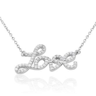 1/2 Carat Diamond Love Necklace, Sterling Silver, 18 Inches