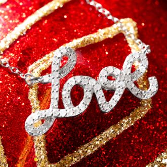 68 Fine Colorless Natural Diamond Love Necklace, Sterling Silver, 18 Inches. 1/2 Carat!