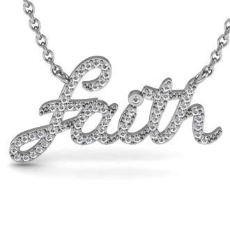 1/2 Carat Diamond Faith Necklace, Sterling Silver, 18 Inches