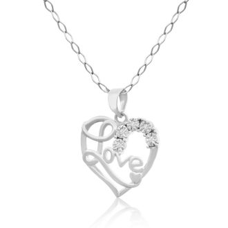 So In Love Diamond Heart Necklace In Sterling Silver, 18 Inches