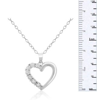 IGI Certified 0.04 Carat Diamond Heart Necklace In Sterling Silver, 18 Inches