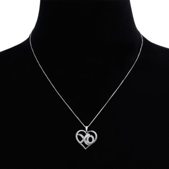 0.12 Carat Diamond XO Heart Necklace In Sterling Silver, 18 Inches