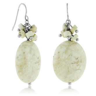 Natural Howlite Dangle Earrings, Sterling Silver