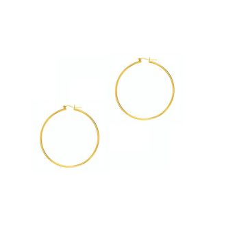 14 Karat Yellow Gold Polish Finished 40mm Hoop Earrings With Hinge With Notched Closure