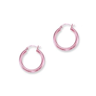 14 Karat Rose Gold Polish Finished 25mm Hoop Earrings With Hinge With Notched Closure