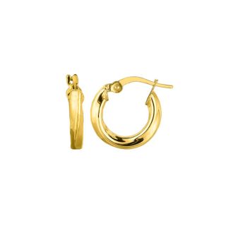 14 Karat White Gold Polish Finished 20mm Grooved Hoop Earrings With Hidden Snap Backs