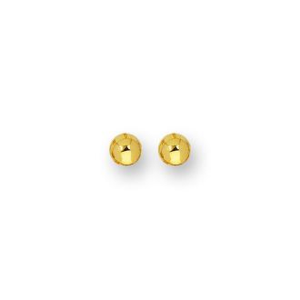 14 Karat Yellow Gold Polish Finished 10mm Ball Stud Earrings With Friction Backs 