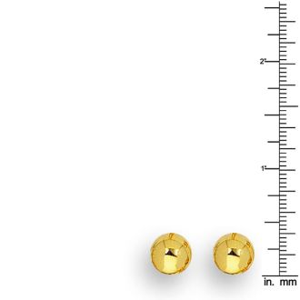 14 Karat Yellow Gold Polish Finished 10mm Ball Stud Earrings With Friction Backs 