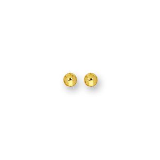 14 Karat Yellow Gold Polish Finished 5mm Ball Stud Earrings With Friction Backs 