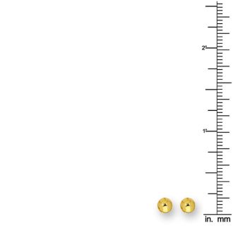 14 Karat Yellow Gold Polish Finished 5mm Ball Stud Earrings With Friction Backs 