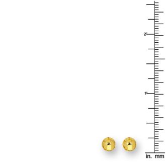 14 Karat Yellow Gold Polish Finished 6mm Ball Stud Earrings With Friction Backs 