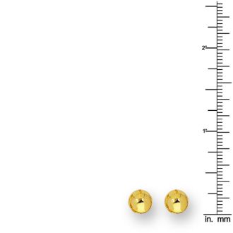 14 Karat Yellow Gold Polish Finished 7mm Ball Stud Earrings With Friction Backs 