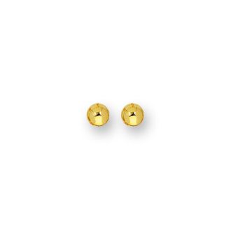 14 Karat Yellow Gold Polish Finished 8mm Ball Stud Earrings With Friction Backs 