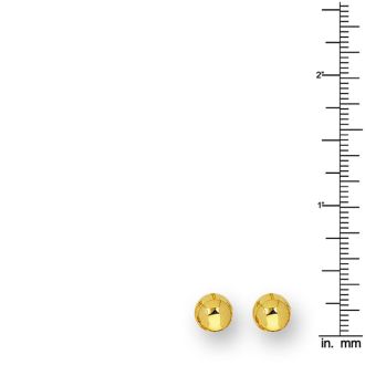 14 Karat Yellow Gold Polish Finished 8mm Ball Stud Earrings With Friction Backs 