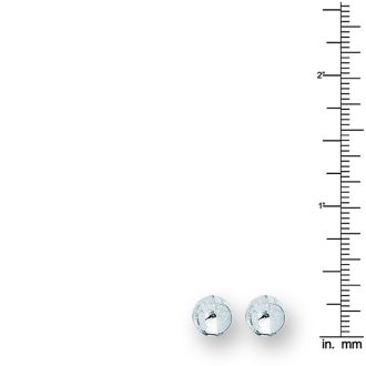 14 Karat White Gold Polish Finished 8mm Ball Stud Earrings With Friction Backs 