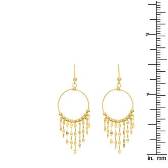 14 Karat Yellow Gold Polish Finished Circle Chandelier Earrings With Fishhook Backs, 1 1/2 Inches 