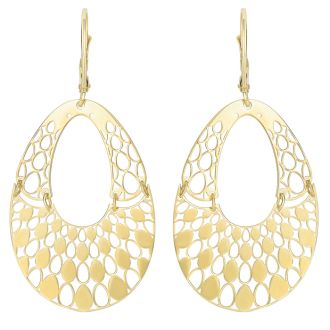 14 Karat Yellow Gold Polish Finished Swinging Teardrop Dangle Earring With Fishhook Backs, 1 1/2 Inches 