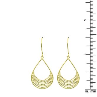 14 Karat Yellow Gold Polish Finished Teardrop Dangle Earrings With Fishhook Backs, 1 1/2 Inches 