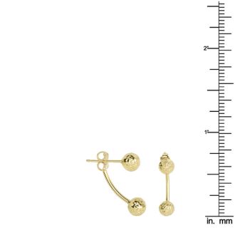14 Karat Yellow Gold Diamond Cut 19.4x6mm Double Ball Drop Earrings With Friction Backs 