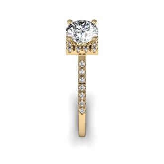 1 Carat Square Halo With Round Brilliant Solitaire Diamond Engagement Ring in 14 Karat Yellow Gold