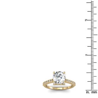2.00 Carat Square Halo With Round Brilliant Solitaire Diamond Engagement Ring in 14 Karat Yellow Gold