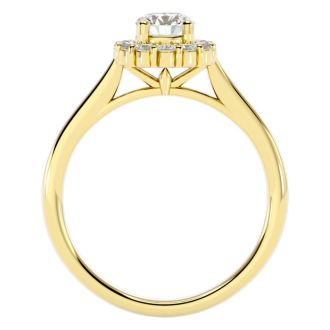 3/4 Carat Halo Diamond Engagement Ring In 14 Karat Yellow Gold