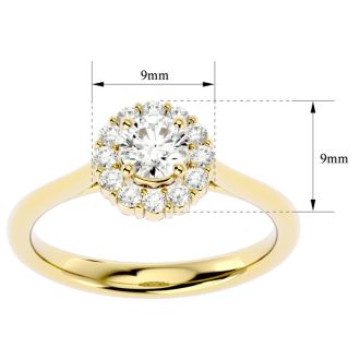 3/4 Carat Halo Diamond Engagement Ring In 14 Karat Yellow Gold