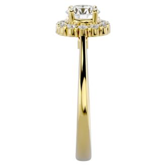 1 Carat Halo Diamond Engagement Ring In 14 Karat Yellow Gold