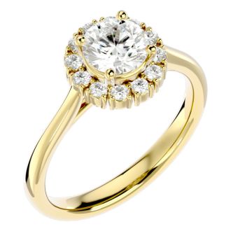 1 1/3 Carat Halo Diamond Engagement Ring In 14 Karat Yellow Gold