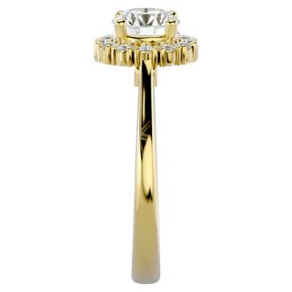 1 1/3 Carat Halo Diamond Engagement Ring In 14 Karat Yellow Gold