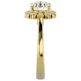 1 3/4 Carat Halo Diamond Engagement Ring In 14 Karat Yellow Gold