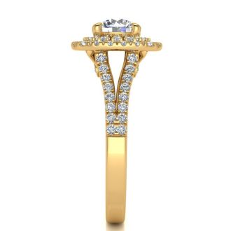 1 1/4 Carat Double Halo Diamond Engagement Ring in 14 Karat Yellow Gold