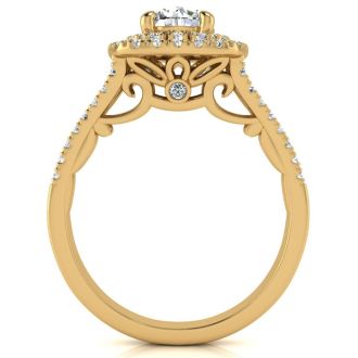 1 1/2 Carat Double Halo Diamond Engagement Ring in 14 Karat Yellow Gold