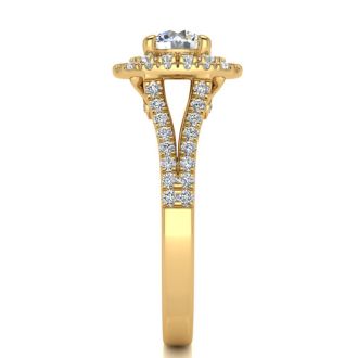 1 1/2 Carat Double Halo Diamond Engagement Ring in 14 Karat Yellow Gold